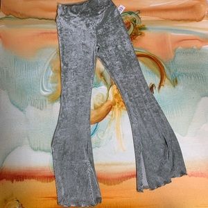 Retro Green Velvet Flare Pant